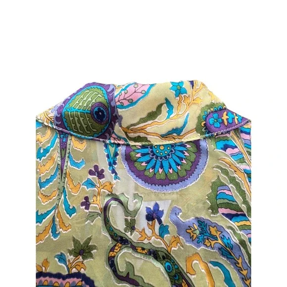 Soft Surroundings Green & Blue Floral Print Long Sleeve Button-Down Shirt Size L - Picture 16 of 16